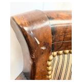 Bar Stools Set of 4 - Vintage Wood with Striped Upholstery