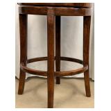 Bar Stools Set of 4 - Vintage Wood with Striped Upholstery