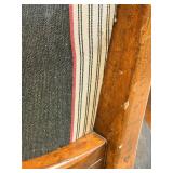 Bar Stools Set of 4 - Vintage Wood with Striped Upholstery