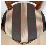 Bar Stools Set of 4 - Vintage Wood with Striped Upholstery