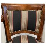 Bar Stools Set of 4 - Vintage Wood with Striped Upholstery