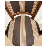 Bar Stools Set of 4 - Vintage Wood with Striped Upholstery