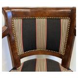 Bar Stools Set of 4 - Vintage Wood with Striped Upholstery