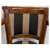 Bar Stools Set of 4 - Vintage Wood with Striped Upholstery