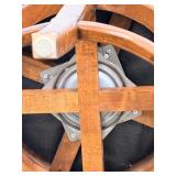 Bar Stools Set of 4 - Vintage Wood with Striped Upholstery