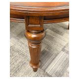 Oval Dining Table with Turned Legs - 2 Additional Table Leafs and Table Top Protector