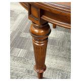 Oval Dining Table with Turned Legs - 2 Additional Table Leafs and Table Top Protector