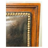 Thomasville Leather Dining Chairs Pair - Nailhead Trim & Carved Wood Legs (Set of 2 - matching lots 64 & 65)