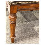 Thomasville Leather Dining Chairs Pair - Nailhead Trim & Carved Wood Legs (Set of 2 - matching lots 64 & 65)