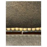 Thomasville Leather Dining Chairs Pair - Nailhead Trim & Carved Wood Legs (Set of 2 - matching lots 63 & 65)