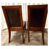Thomasville Leather Dining Chairs Pair - Nailhead Trim & Carved Wood Legs (Set of 2 - matching lots 63 & 65)