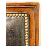 Thomasville Leather Dining Chairs Pair - Nailhead Trim & Carved Wood Legs (Set of 2 - matching lots 63 & 65)