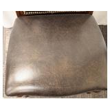 Thomasville Leather Dining Chairs Pair - Nailhead Trim & Carved Wood Legs (Set of 2 - matching lots 63 & 65)