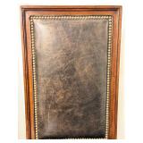 Thomasville Leather Dining Chairs Pair - Nailhead Trim & Carved Wood Legs (Set of 2 - matching lots 63 & 64)