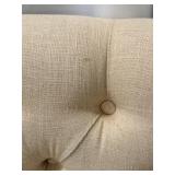 Pair of Tufted Beige Accent Chairs with Nailhead Trim