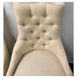 Pair of Tufted Beige Accent Chairs with Nailhead Trim
