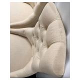Pair of Tufted Beige Accent Chairs with Nailhead Trim