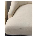 Pair of Tufted Beige Accent Chairs with Nailhead Trim