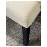 Pair of Tufted Beige Accent Chairs with Nailhead Trim