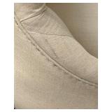 Pair of Tufted Beige Accent Chairs with Nailhead Trim