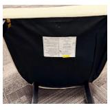 Pair of Tufted Beige Accent Chairs with Nailhead Trim