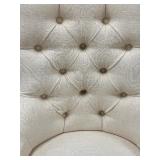 Pair of Tufted Beige Accent Chairs with Nailhead Trim