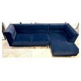 Coaster Navy Velvet L-Shaped Sectional Sofa - Chaise