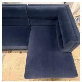 Coaster Navy Velvet L-Shaped Sectional Sofa - Chaise