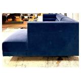 Coaster Navy Velvet L-Shaped Sectional Sofa - Chaise