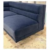 Coaster Navy Velvet L-Shaped Sectional Sofa - Chaise