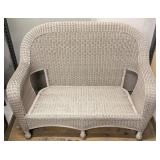 Casualine 2-Seater Wicker Sofa with Blue Cushions