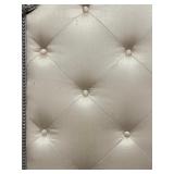 King Headboard & Footboard Set with Tufted Beige Upholstery & Mirrored Frame - 2-Piece