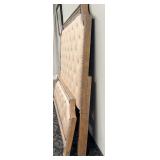 King Headboard & Footboard Set with Tufted Beige Upholstery & Mirrored Frame - 2-Piece