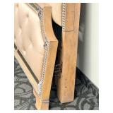 King Headboard & Footboard Set with Tufted Beige Upholstery & Mirrored Frame - 2-Piece