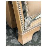 King Headboard & Footboard Set with Tufted Beige Upholstery & Mirrored Frame - 2-Piece