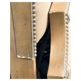 King Headboard & Footboard Set with Tufted Beige Upholstery & Mirrored Frame - 2-Piece