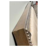 King Headboard & Footboard Set with Tufted Beige Upholstery & Mirrored Frame - 2-Piece