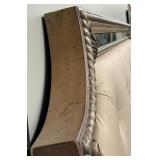 King Headboard & Footboard Set with Tufted Beige Upholstery & Mirrored Frame - 2-Piece
