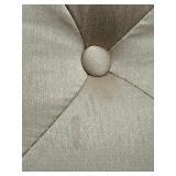 King Headboard & Footboard Set with Tufted Beige Upholstery & Mirrored Frame - 2-Piece