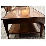 Dark Wood Coffee Table with 3 Drawers & Lower Shelf