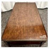 Dark Wood Coffee Table with 3 Drawers & Lower Shelf