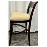 Stanley Furniture Bar Chairs - Set of 4, Beige Upholstered Seats, Dark Wood Finish