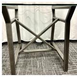 Glass Top Coffee Table - Brushed Metal & X-Frame Base