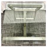 Glass Top Coffee Table - Brushed Metal & X-Frame Base