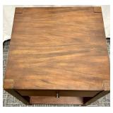 End Table Nightstand in Dark Walnut Wood with One Drawer & Lower Shelf - Modern Style