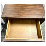 End Table Nightstand in Dark Walnut Wood with One Drawer & Lower Shelf - Modern Style