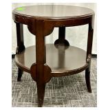 Round Wood End Table - 2-Tier, Dark Brown Finish