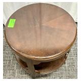 Round Wood End Table - 2-Tier, Dark Brown Finish
