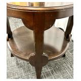Round Wood End Table - 2-Tier, Dark Brown Finish