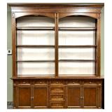 Vintage Burl Wood China Cabinet Hutch with built in lighting